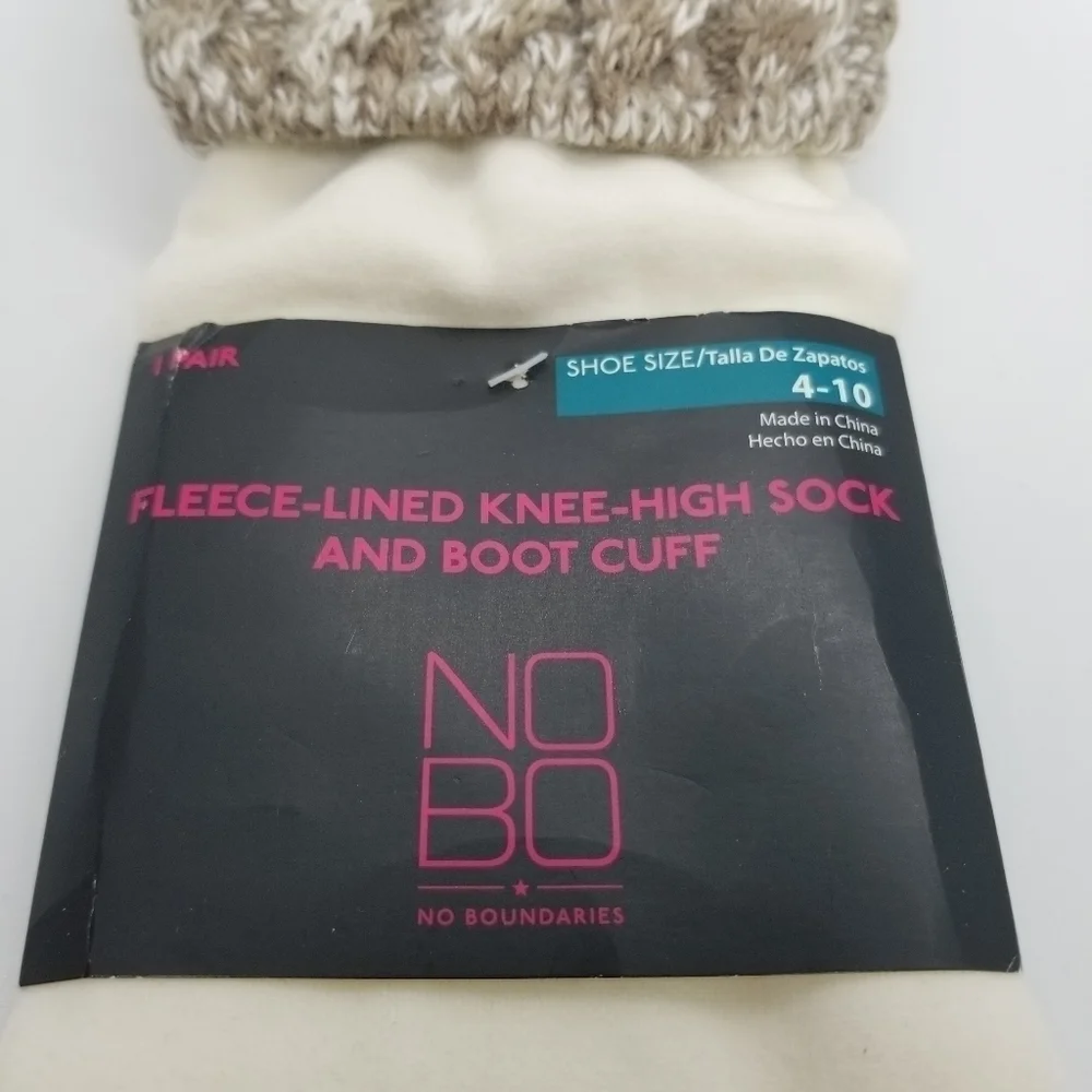 NWT No Boundaries fleece-lined knee-high sock and cable-knit boot cuff